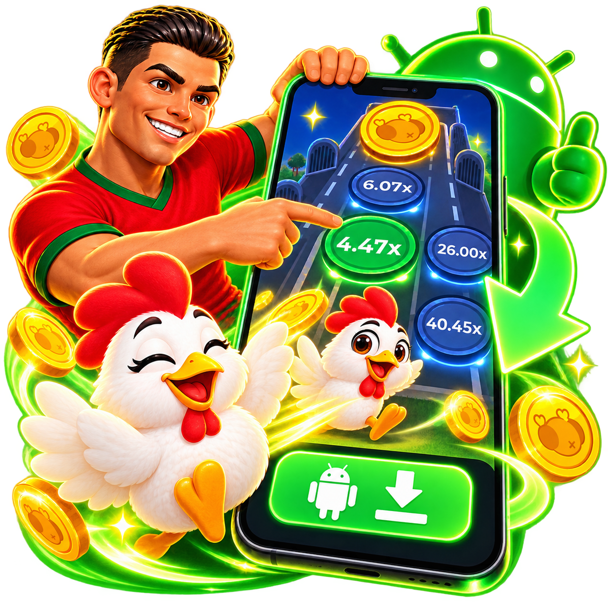 Ronaldo Chicken Road app Android.