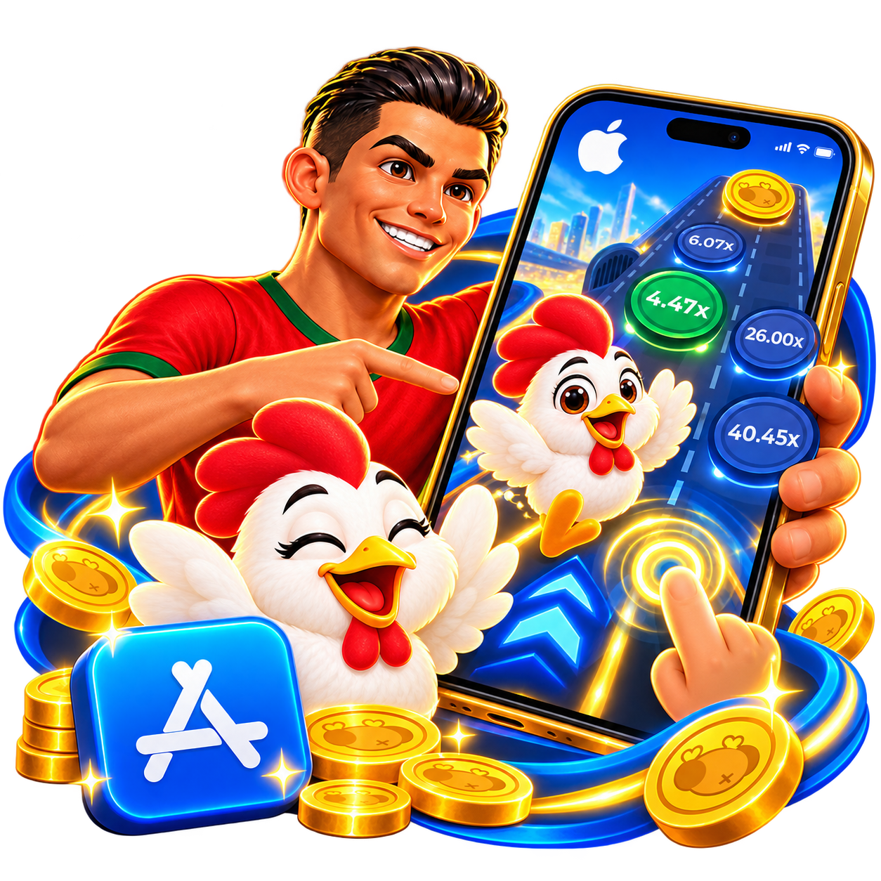 Ronaldo Chicken Road app iOS.